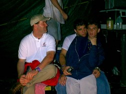 J.D., Chad & Tim waiting out the rain in the Lightwave tent.